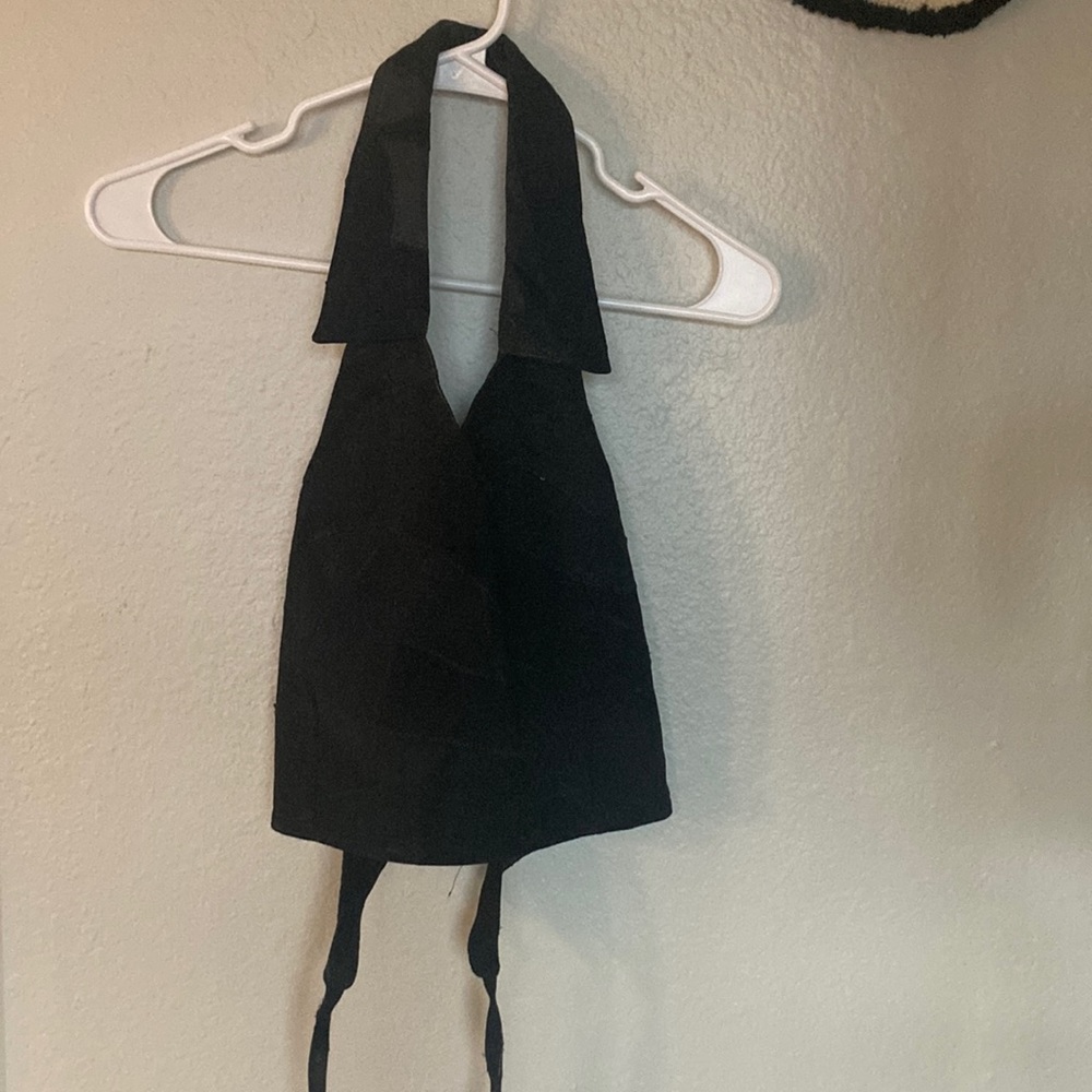 Vintage Genuine Leather Patchwork Backless Halter… - image 3